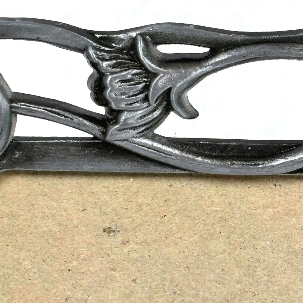 Vtg Art Nouveau Revival Floral Photo Frame Pewter Fairy Gothic Iris Floral Vine